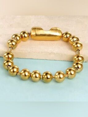 Gold Plated Stainless Steel 8mm Bead Bracelet
